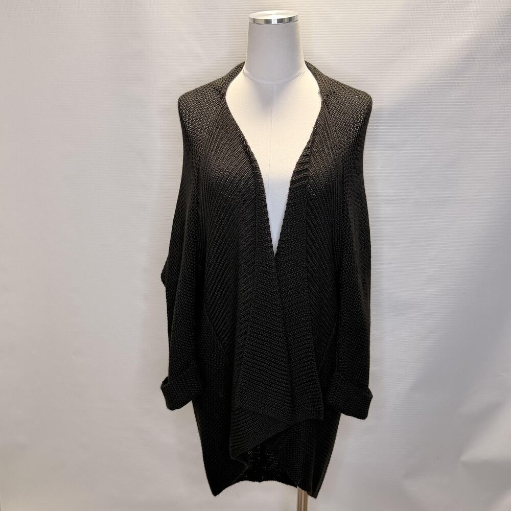 Brochu Walker Cardigan Sweater Womens One Size Black Alpaca Dolman Chunky Knit
